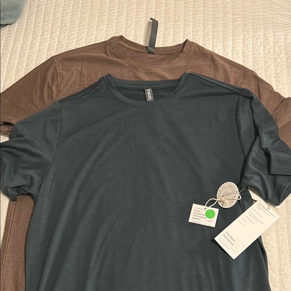 Lot of 2 Vuori shirts. One current tech tee and one strato tech